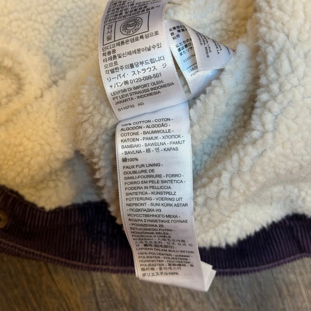 Levi's Barn Jacket Women M Purple Corduroy Sherpa Lined 36136-0047 - Picture 4 of 8
